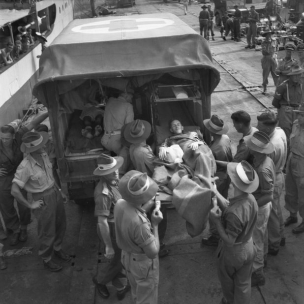 Prisoners of war being evacuated from Ambon