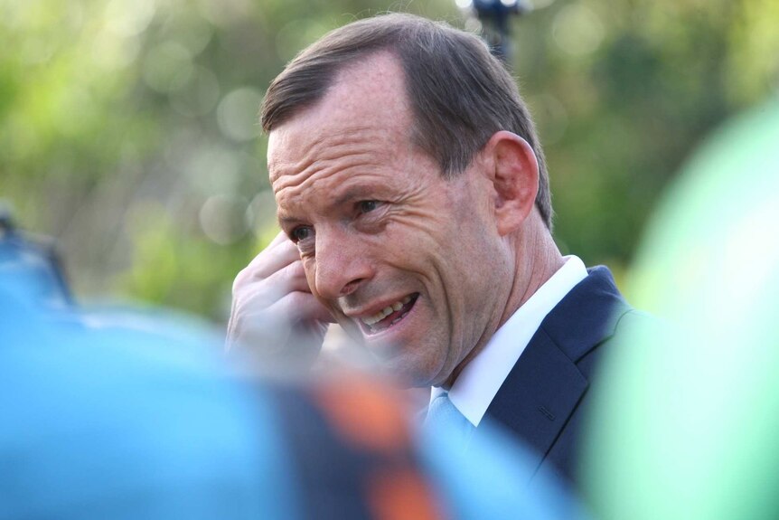 Tony Abbott outside the Freshwater Surf Life Saving Club
