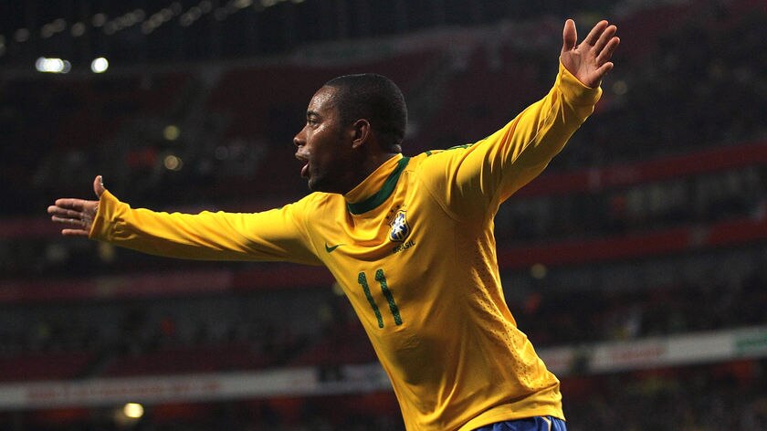 Robinho... at the double for Brazil (file photo).