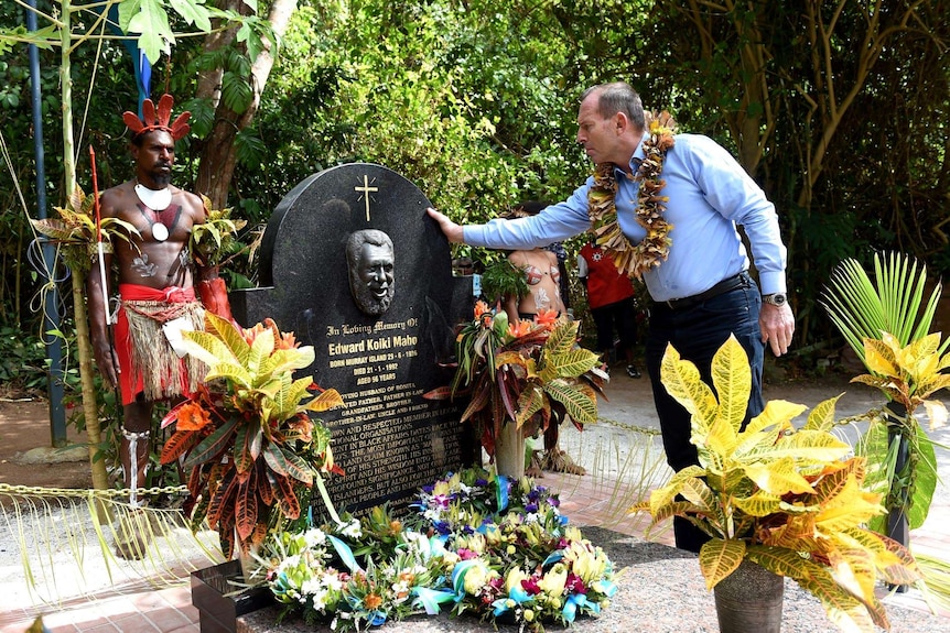 Tony Abbott at the grave of Eddie Mabo