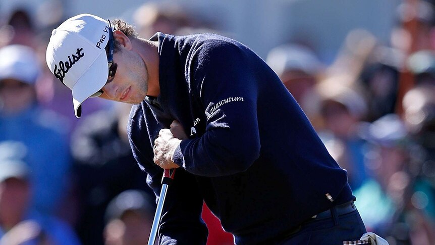Broomhandle fan ... Adam Scott putts during the Australian Masters this month