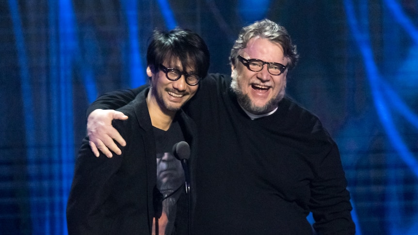 Hideo Kojima with director Gullerimo Del Toro at the 2017 game awards. 