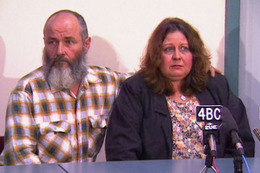Brian and Barbara Phillips, pictured looking upset, whose daughter Janet Phillip was murdered in 1987 by Lloyd Clark Fletcher