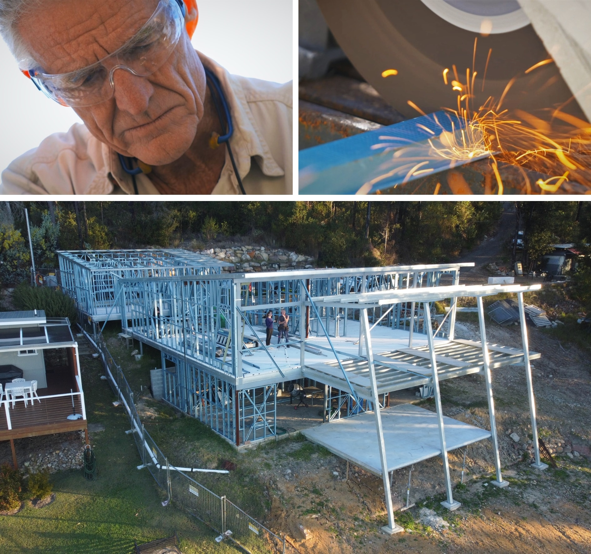 A grid image of Greg Webb's house construction.