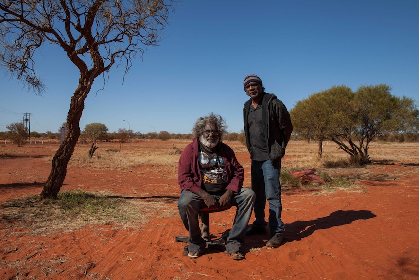 Ngaanyatjarra Council chairman Derek Harris with Ivan Frazer in the remote WA community of Warburton.