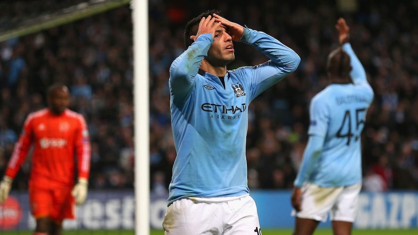 Sergio Aguero laments a chance gone begging for the under pressure English champions.