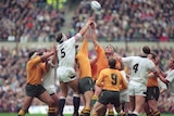 Tight encounter ... Rod McCall contests a line-out for the Wallabies in the 1991 Rugby World Cup final