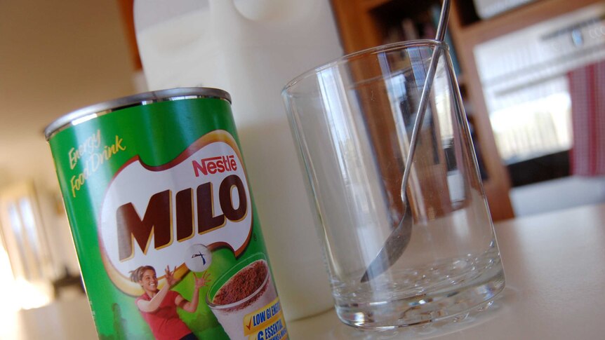 picture of a can of Milo on a table