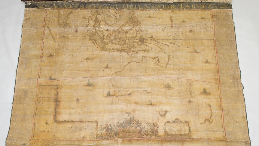 The 353-year-old map is being restored in Melbourne.