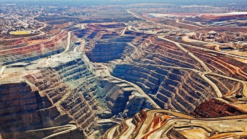 Aerial view of the SuperPit and Kalgoorlie
