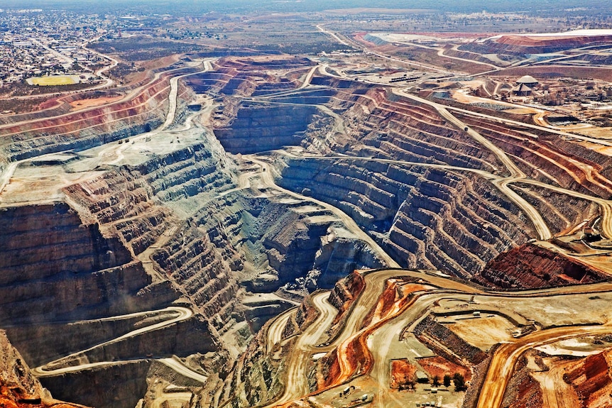 Aerial view of the SuperPit and Kalgoorlie