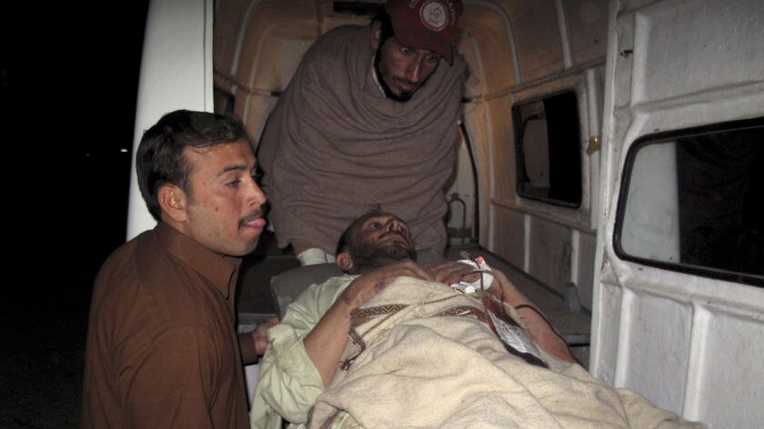 Pakistan bomb blast victim is taken to hospital