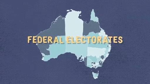 Map of Australia with text overlay: "Federal Electorates"