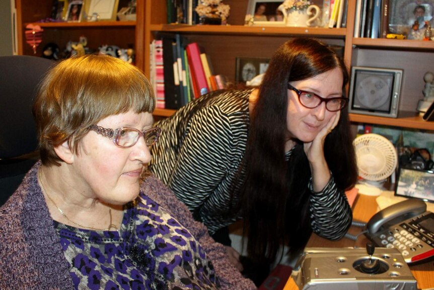 Jenni Heckendorf and Sarah St Vincent Welch working on Jenni's memoir.