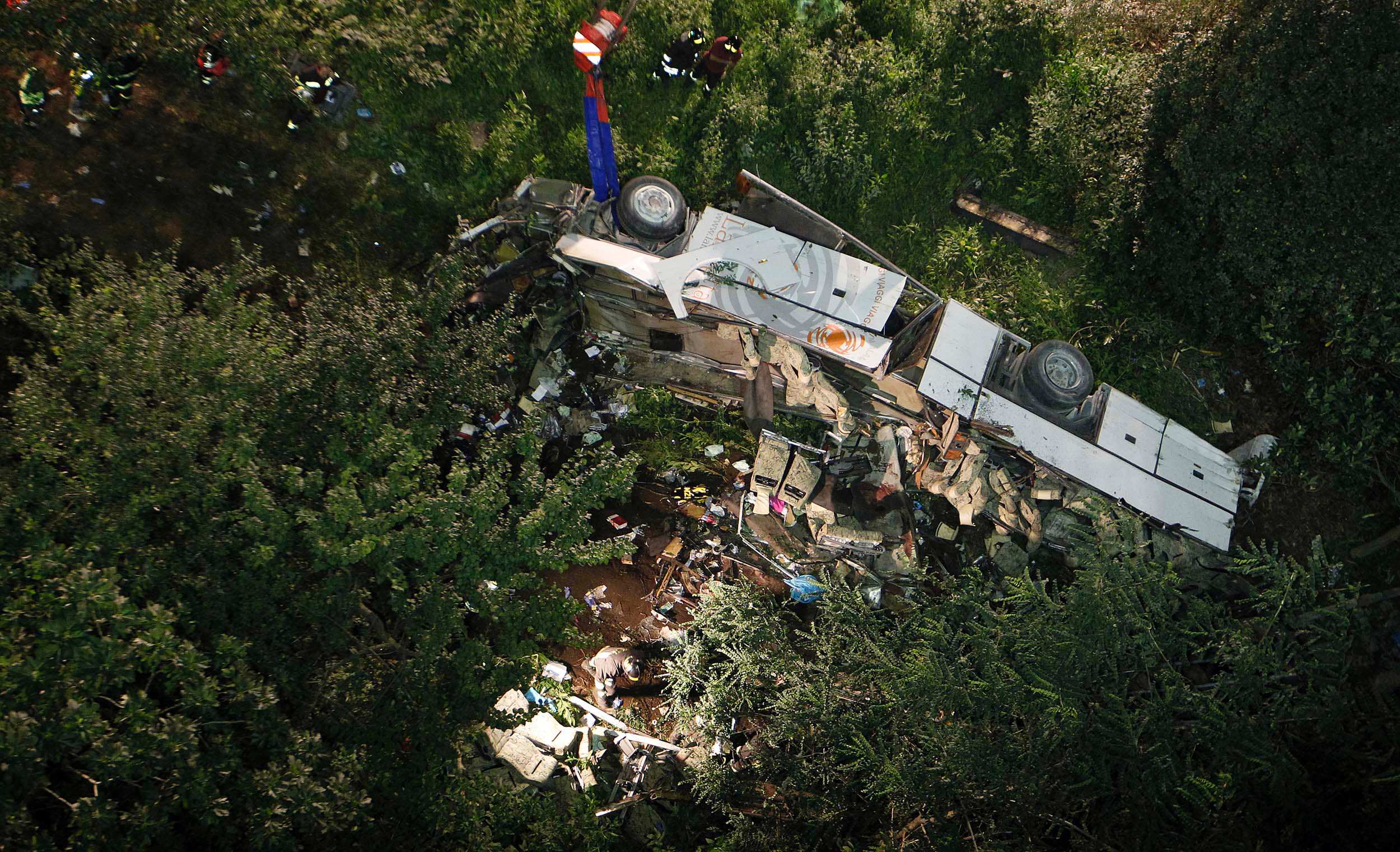 At least 36 people killed after bus plunges off overpass in southern ...