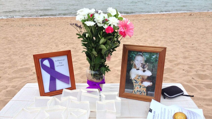 Memorial service on Townsville beach in north Qld for Tina Watson