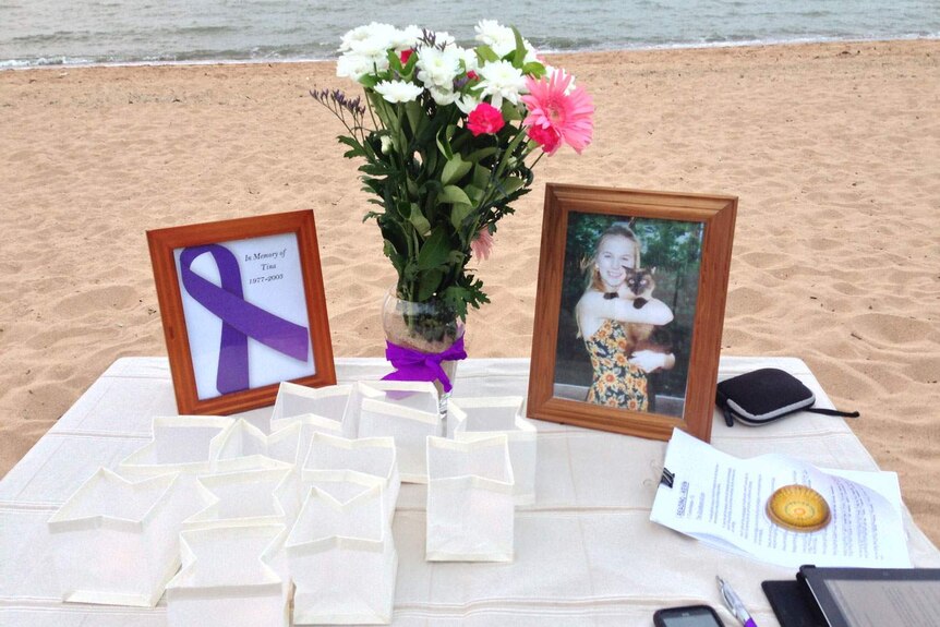 Memorial service on Townsville beach in north Qld for Tina Watson