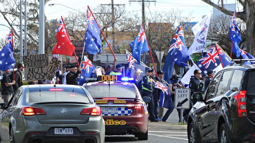 Anti-Islam protesters in Melton