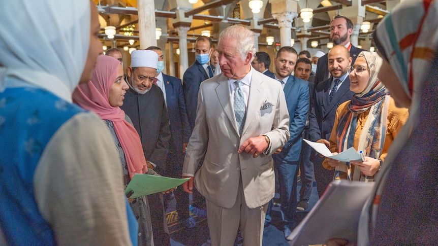 Prince Charles at Al-Azhar mosque in Egypt in November 2021