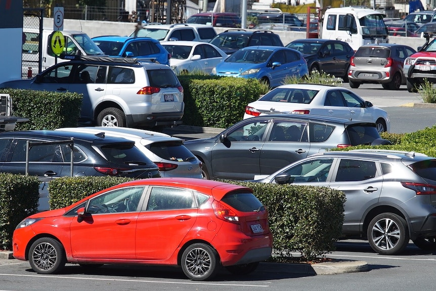 Carpark full of cars.