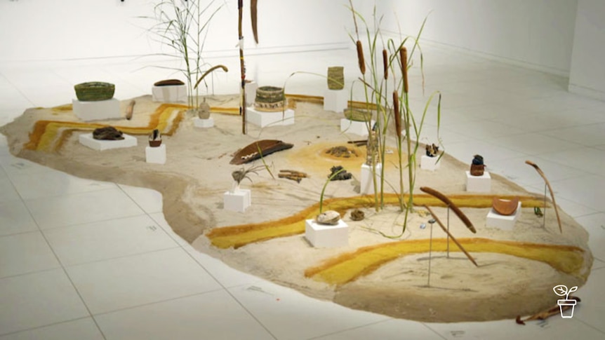 Aboriginal artefacts displayed indoors