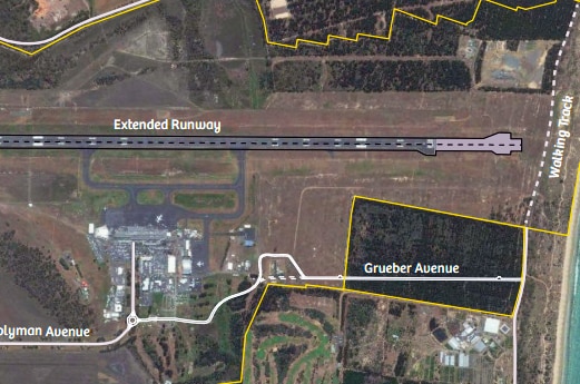 A map of the planned extension the Hobart's airport