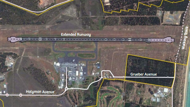 A map of the planned extension the Hobart's airport