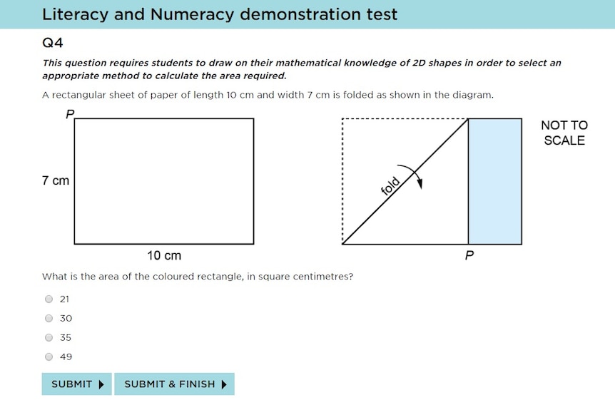 A sample question from the literacy and numeracy test NSW students.