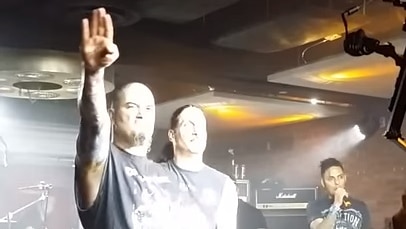 Former Pantera singer Phil Anselmo gives a Nazi-style salute