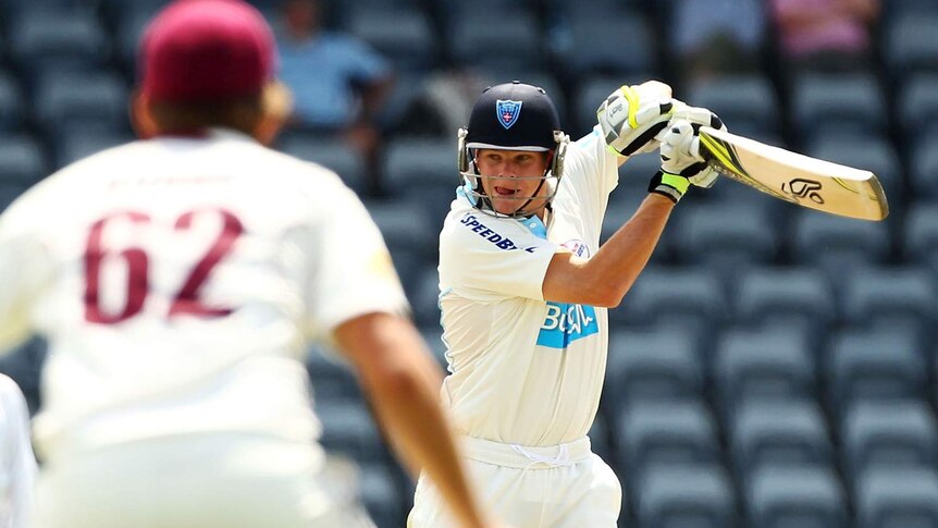 Steve Smith of the Blues bats during day two of the Shield match between NSW and Queensland.
