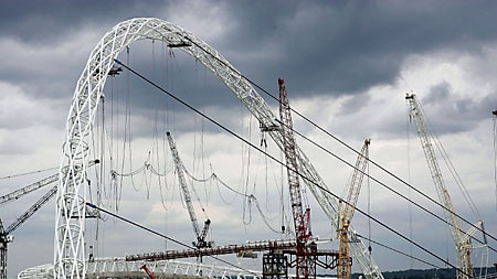 Wembley Stadium will not host a football match until 2007.