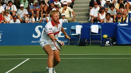 German tennis player Boris Becker on the court.