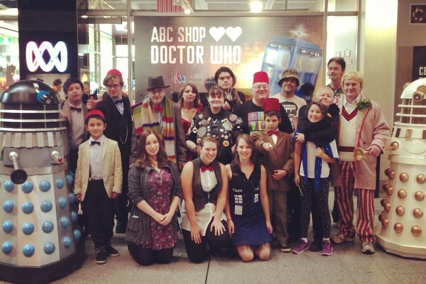ABC Shop staff and customers celebrate the 50th anniversary of Doctor Who in 2013.