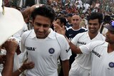 Retiring captain Anil Kumble is congratulated