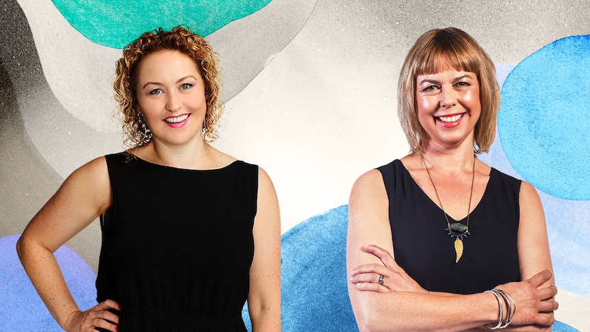 Zan Rowe and Karen Leng both wearing black tops and smiling at the camera