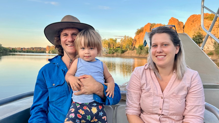 Dave Couri with wife Jody and their son on a boat