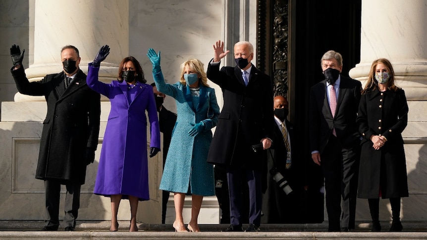 President-elect Joe Biden, his wife Jill Biden and Vice President-elect Kamala Harris and her husband Doug Emhoff