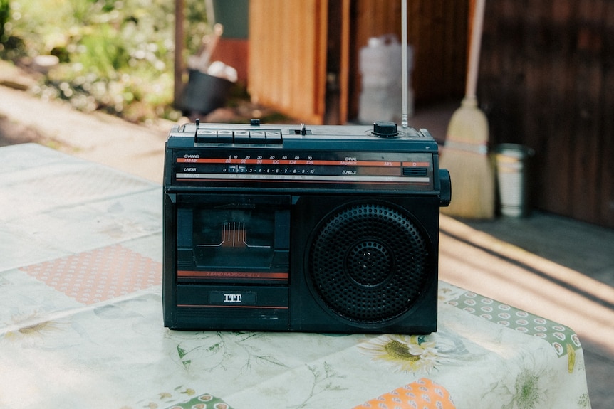 portable radio on table at home