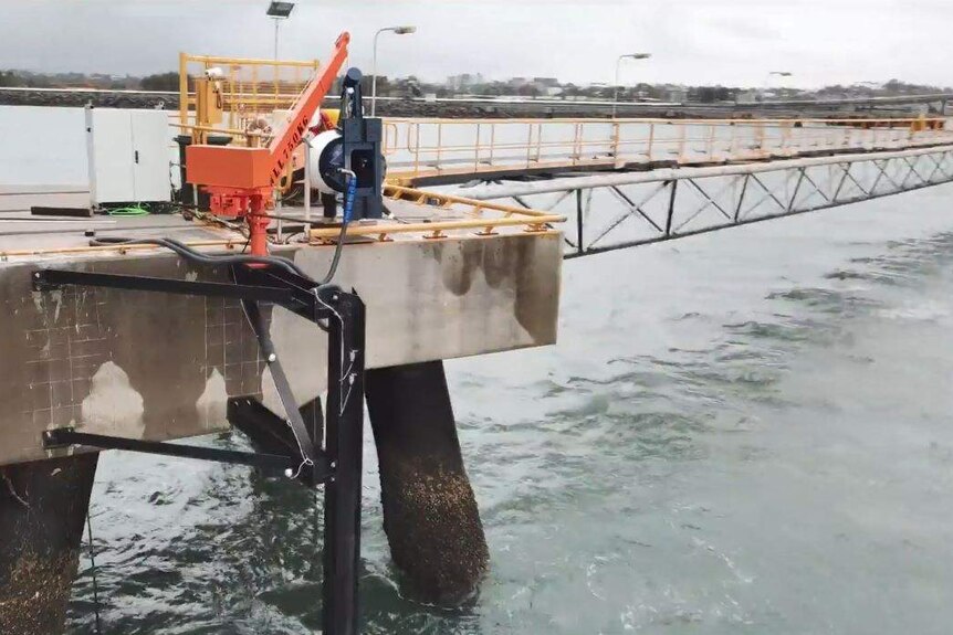 A tidal turbine being installed at Gladstone Port.