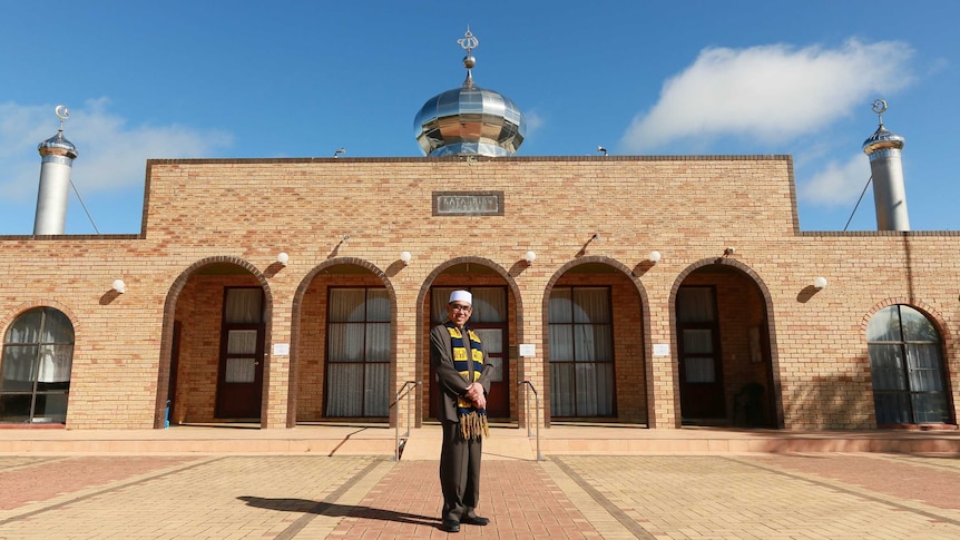 Alep Mydie, Imam of the Katanning Mosque and President of Katanning Islamic Association wearing a Richmond scarf