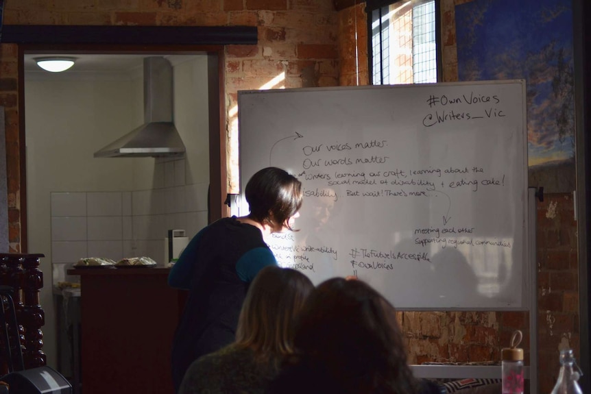 The whiteboard during a Writers Victoria workshop held in Sale.
