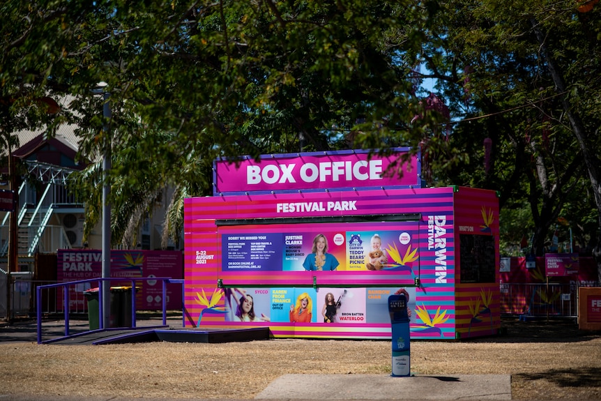 The Darwin Festival box office stands at Festival Park.