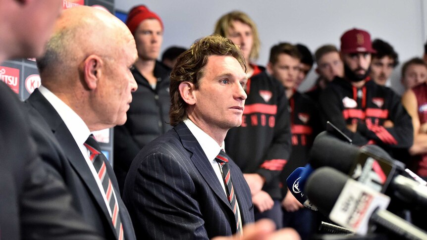 James Hird holds press conference to announce resignation as Essendon coach