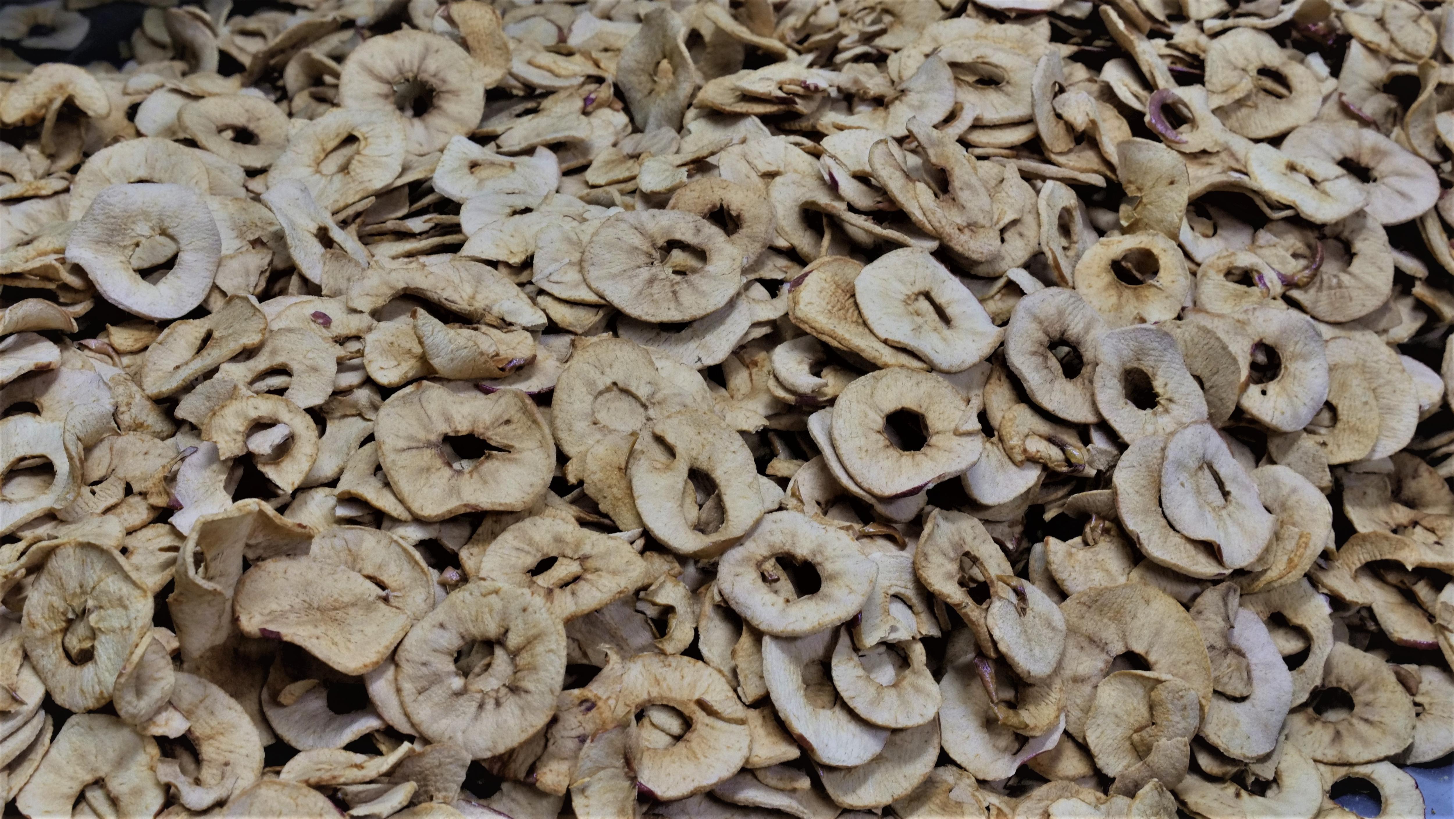 Slices of apples that have been dehydrated 