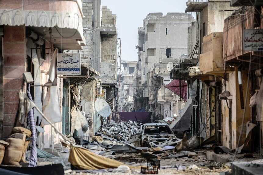 Damage in the Syrian town of Kobane