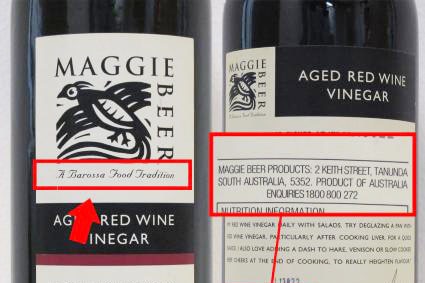 Red wine vinegar made for the Maggie Beer label