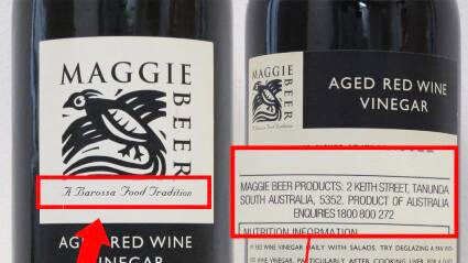 Red wine vinegar made for the Maggie Beer label