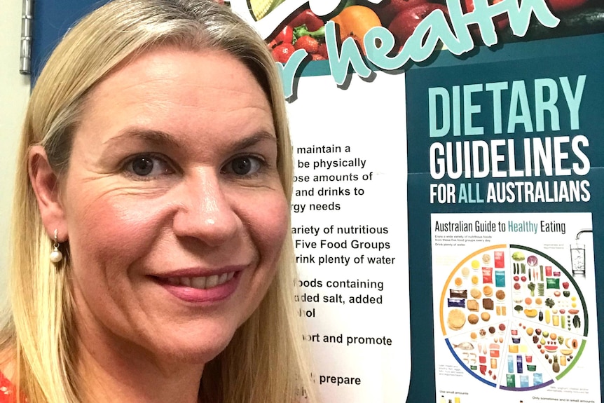 Nutritionist Karen Murphy with dietary guidelines.