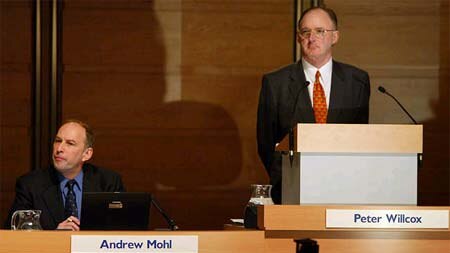 AMP CEO Andrew Mohl and chairman Peter Wilcox earlier this year. [File photo]