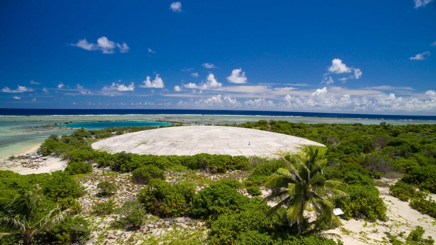 The dome is unguarded on a low-lying Pacific atoll.